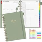 EMSHOI 2025 Planner Weekly and Monthly, Appointment Book, 3-Tier Funnel, Weekly Activity List, Daily To-Do, Hourly Planner, Spiral, PVC Cover, Note Pages, Pocket, Monthly Tabs, 6" x 8.38", LightGreen