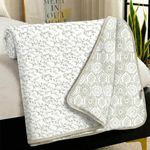 Story@Home AC Comforter King Size Cotton 100% | 150GSM 225 x 240 CM Quilt AC Blanket for Summer | AC Dohar Double Bed | White & Ivory, Leaves & Abstract Reversible Design Duvet | All-Season Blanket