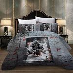 MIUNNG Black Gothic Skull Bedding Set Creative poker Skull Pattern Men Adult Duvet Cover with Zipper Closure Soft Comfortable Microfiber (Poker skull # 1, King)