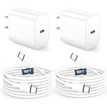 for iPhone 16/15 Charger,2Pack-20W USB C Fast Charging Block with USB C Cable 10FT for iPhone 15 Pro Max /16 Pro Max Series,for iPad Pro12.9/11 inch,AirPods Pro,USB Type C Wall Charger for Pixel 8/7/6