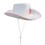 MEMOVAN White Cowgirl Hat for Women Girls Western Cowboy Cowgirls Hats Felt Cowboy Hat Retro Wide Brim Western Hat