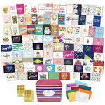 Janvale 100 All Occasion Cards Assortment Box with Color Envelopes，All Occasion Cards Set with Greeting Inside, Large 5 x 7 inch Cards with Stickers and Dividers