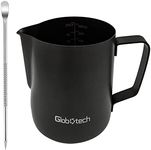 Espresso Frothing Pitcher Stainless-steel Jug - Coffee Frother Cup Milk Frothing Pitcher Froth Cup Latte Art Work Froth Steam Pitcher 20 Oz Black 600ml