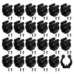 24 Pcs Fishing Rod Clips, Billiards Pool Cue Clips with 48 Pcs Screws, Billiards Snooker Cue Locating Clip Holder Regular Fishing Rod Storage Clips Black for Pool (Black)