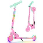 BELEEV V3 Scooters for Kids with Light-Up Stem & Deck & Wheels, 2 Wheel Folding Scooter Ages 3-12, 4 Adjustable Height, Non-Slip Pattern Deck, Lightweight Kick Scooter with Kickstand for Girls Boys