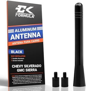 Aluminum Black Short Antenna for Truck - Antenna Chevy Silverado GMC Sierra (Year 1999-2025), Chevy Silverado 1500 Accessories, GMC Sierra Accessories, Car Antenna Replacement, Antena para Carro, 4"