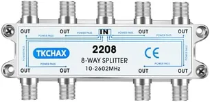 TKCHAX 8 Way Coaxial Cable Splitter,Support 10-2602MHz, RG6 Compatible, Nickel-Plated for Cable Splitter,Work with CATV, Satellite TV,Antenna System and MoCA Configurations