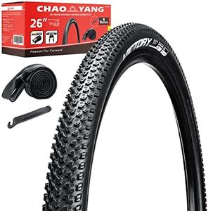 Chao YANG Mountain Bike Tire Replacement Kit, 26’�’×1.95, Dual Compound 2C-MTB Tires, Featured with Double Tread Puncture Protection, for On or Off Road Use, 1-Pack