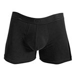 Rounderbum Mens Underwear | Dual Technology | Boxer Brief | Padded Technology | Male Package Enhancer | Boxer with Butt Enhancing pad | Body Shaper for Men | Padded Boxer Brief | Black- Large