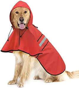 Ezierfy Waterproof Reflective Dog Raincoat - Adjustable Hooded Slicker Poncho Pet Rain Coat, Lightweight Dog Rain Jacket for Small to X- Large Dogs and Puppies (Red, Large)