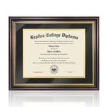 Diploma Frame 8.5x11 with Black Over Gold Mat or 11x14 Diploma Certificate Frame for Document.Degree Frame with HD Acrylic,Red Brown Finish with Gold Beads for Wall and Tabletop Display