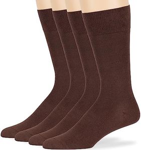 7BigStars Men Dress Socks – 4 Pack Brown, Bamboo Comfort Crew Fit, Soft and Thin Business Socks for Daily or Office Wear - Sock Size 10-13 Shoe 9-12 L