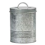 Amici Pet, Retro Treats Galvanized Relief Lettering Metal Storage Canister, Food Safe, Push Top, 72 Ounces