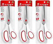 SINGER 00445 8-1/2-Inch, 3-Pack Fabric Scissors with Comfort Grip, Red & White, 3 Count