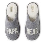 Dearfoams Men's Gifts for Dad Funny Fathers Day Papa Bear Slipper, Light Heather Grey, 11-Numeric_12