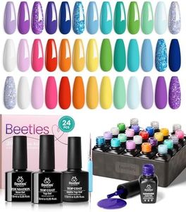 Beetles 20 Pcs Gel Nail Polish Kit, Unicorn Collection Pastel Pink Yellow Blue Easter Gel Polish Soak off Purple Green Glitter Gel Nail Kit with Glossy & Matte Top and Base Coat for Women