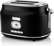Westinghouse 2 Slice 800W Retro Toaster | Removable Bun Attachment, 6 Browning Levels, Bread Centring, Defrosting, Warming & Stop Function, Extendable Crumb Tray | 2-Yr Warranty (Black)