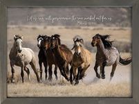 P Graham Dunn Run with Perseverance Horses 16 x 12 Inch Pine Wood Framed Wall Art Plaque