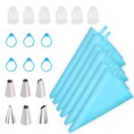 Piping Bag and Tips Set, Cake Decorating Tools Kit for Baking Cake Making, 6 Reusable Pastry Bags in 3 Sizes(12”+14”+16”), 6 Different Piping Tips, 6 Bags Couplers, 6 Icing Bags Ties