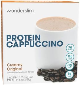 Wonderslim Protein Coffee Powder, Creamy Original Cappuccino, Low Sugar, Gluten Free, Keto Friendly & Low Carb (7ct)