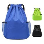 Grantop Drawstring Waterproof Bags, String Swim PE Bag, Oxford fabric Backpack Bags for men and women, for Sports School Beach Holidays Swimming Travel (Blue, S)