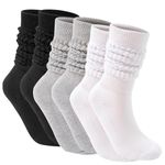 AWAVM 3 Pairs Women's Slouch Sock, Extra Long Scrunch Knee High Sock, Novelty Cotton Knit Socks Fall Winter Boot Socks for Women Girls,One Size