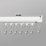 Hoeflife Ceiling Curtain Track Ceiling Mount Curtain Rail Ceiling Track for Curtains Heavy Duty Curtain Tracks System Room Divider Curtain Rod With Clips (3-9ft White).