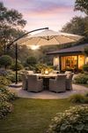 Invezo Garden Umbrella LED Side Pole Round Outdoor Patio Umbrella (9ft diameter) Patio outdoor/Big Size Outdoor/Balcony Umbrella. (Khakhi, Water Base)