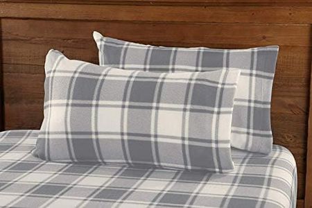 Super Soft Extra Plush Plaid Polar Fleece Sheet Set. Cozy Warm Durable Smooth Breathable Winter Sheets with Plaid Pattern. Dara Collection By Great Bay Home Brand. (Queen Grey)