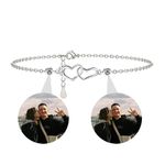 Custom Photo Projection Bracelet with Picture Inside Personalised Heart Photo Projection Bracelet for Women Men 100 Languages ​​I Love You Bracelet Adjustable Rope Bracelets for Couple Best Friend