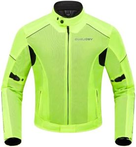 Burjosy Mesh Motorcycle Jacket for Men, Summer Motorbike Biker Jacket, Reflective Lightweight Breathable Riding Jacket Protective Gear Armored