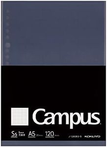 Kokuyo Campus Loose Leaf Paper for Binders, Business Type, Sarasara Smooth Writing, A5, 5mm Grid Ruled, 20 Holes, 120 Sheets, pH Neutral, Bleed Resistant, Japan Import (NO-G806S-5N)