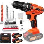 Cordless Drill, 21-Volt Electric Screwdriver Drill 2 Variable Speed, LED Work Light, MAX 1400 RPM with 29PCS Drill Bits Set DIY Tool for Home Drilling Wood/Metal (2 X 1.5 Ah Battery)