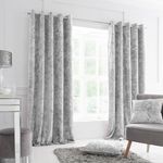 Catherine Lansfield Crushed Velvet 66x54 Inch Lined Eyelet Curtains Two Panels Silver Grey