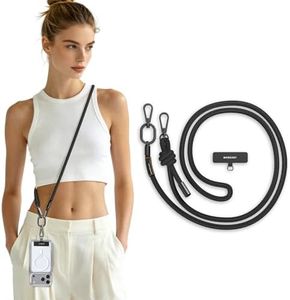 MAGEASY Universal Cell Phone Lanyard - Anti-Theft Thick Rope Crossbody Phone Strap for iPhone 16 Pro Max & Most Smartphones, for Men & Women | 8.3mm Black