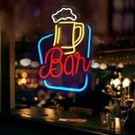 FITNATE Neon Bar Sign, LED Neon Light Sign USB Powered Decorative Bar Open Wall Sign for Home Bar Store Party Decor, Brightness Adjustable