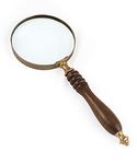 DECONOOR Handheld Magnifying Glass Antique Wooden Handle Magnifier Glass for Reading Book, Inspection (Brown Wood)