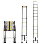 Multibao 3.8M / 12.5FT Telescopic Ladder Multi-Purpose Portable Telescoping Ladder Aluminium Extension Steps Ladder Adjustable Height EN131 Safe Standard 13 Steps 150kg Capacity