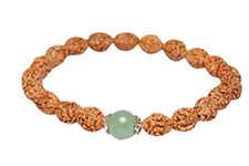 India 4 Mukhi Rudraksha (Indonesian Beads-8mm) With Aventurine Capped In Silver Zodiac Wrist Band Strand Bracelet For Healing Yoga Meditation Birthday Gift Men Women (Mithuna/Gemini Rashi). GM403