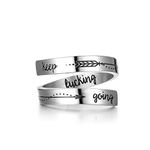 ZRAY Silver Keep Going Ring Inspirational Jewelry Stainless Steel Engraving Size Adjustable Personality Encouragement Gift for Women Teens Girls, Stainless Steel, not know