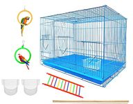 VAYINATO® 1.5 Feet (18 Inch) Blue Color Birds Cage for Budgies, Finches, Love Birds, Cocktails, Conures & All Small Birds with Free Hanging Toys (1.5 Feet - 18 Inch) by Petzlifeworld