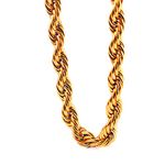 TUOKAY Sparkling Big Gold Rope Chain for Men and Women 11mm Thick Heavy Huge Faux Gold Rope Chain Costume Necklace for Rapper Rap Gangsta, 24 inches long, 15mm wide., Stainless Steel, No Gemstone