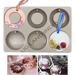 UG LAND INDIA Round Ring Hanging Hole Mixed DIY Silicone Mould Soy Candles Aroma Wax Tablets Mold for Dried Flowers Resin Soap Clay Craft Making Mold DIY Pendant Bookmark Necklace Jewelry Making Mould