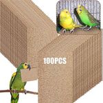 Fabbay 100 Pcs Gravel Paper for Bird Cage Gravel Liner Paper Pet Sandpaper Special for Bird Cage in Sea Sand, Easy Clean Pet Sandpaper Calcium Paper for Birdcage Parrots Cockatiels(11 x 17 Inch)