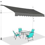 TANGZON 3M/3.5M/4M Retractable Telescopic Awning, Aluminum Sun Shade Garden Shelter with Crank Handle, Anti-UV & Waterproof Outdoor Telescopic Canopy for Patio Balcony Cafe (400 x 120 cm, Grey)