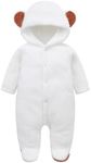 Unisex Newborn Baby Clothes Romper Baby Shower Onesie Cotton Newborn Outfit for Girls Cute Coat Jacket Infant Girl Jumpsuits Clothes for 6-9 Months White