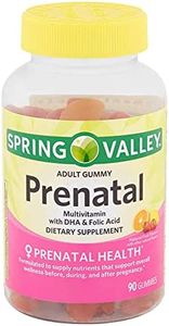 Prenatal Gummy Vitamins Including Womens Multivitamin with DHA and Folic Acid 800 mcg and Vitamin A, B-6, C, D, E (90 ct) from Spring Valley and Bonus Prenatal Info Guide
