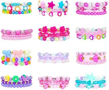 Elesa Miracle 36pc Little Girl Teens Kids Beaded Bracelet Value Set Kids Girl Party Favor Pretend Play Bracelet