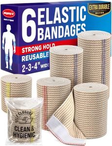 High-Performance Elastic Bandage Wrap - 6 Pack (2x2in, 2x3in, 2x4in) - Self-Closing Strong Compression Bandage Wrap for Feet, Ankles, Wrists, and Knees