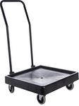 Carlisle FoodService Products E-Z Glide Plastic Hand Truck, Dolly with Drain for Restaurant Wash Racks, Black